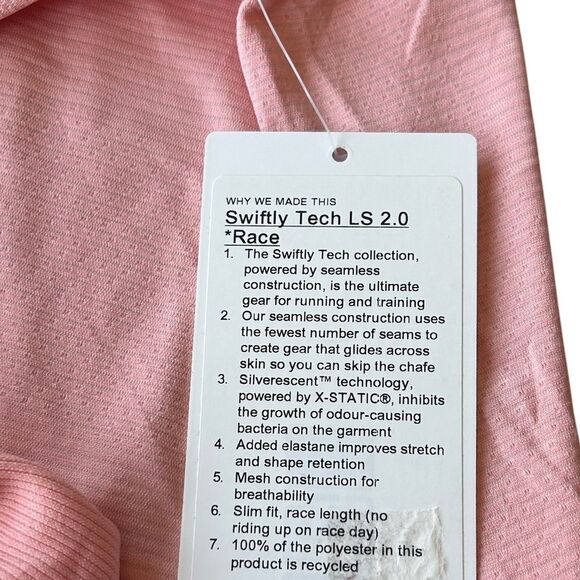 Lululemon‎ Women’s 10 Swiftly Tech Long Sleeve Shirt 2.0
Dew Pink Hip Length New - Picture 3 of 10